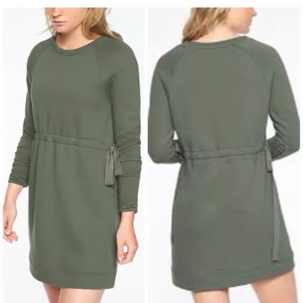 Athleta Grey sweatshirt dress with cinched waist